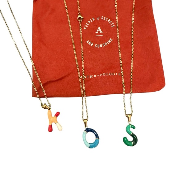 NWOT Anthropologie Initial Necklaces - Available in K, O, or S - Picture 1 of 4